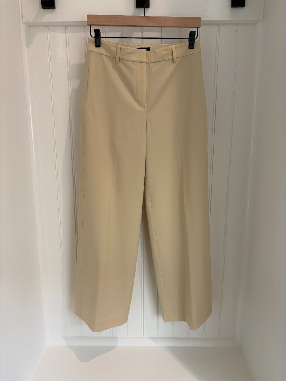 Theory Cream Wide Leg Tailored Trousers Size 2 Full Length Dress Pants